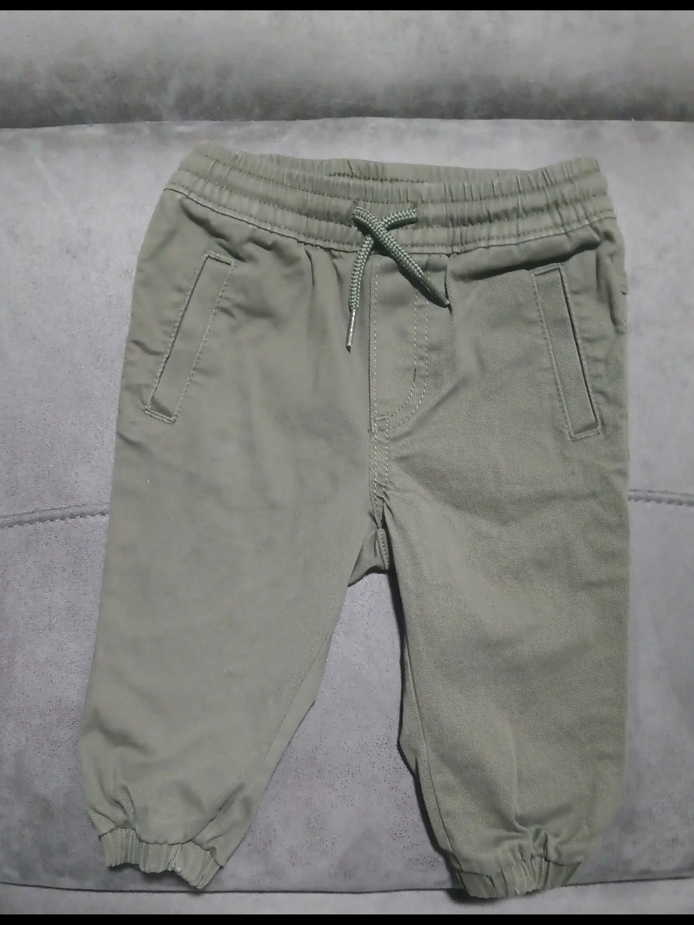 Old Navy Olive Green Baby Elastic Waist Joggers, Size:12-18M